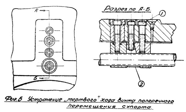 ДИП-300 (1д63а) Усунення мертвого ходу гвинта поперечного переміщення суппорта токарно-гвинторізного верстата ДИП-300 (1д63а)